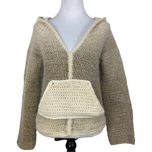 Handmade‎ Women's NEW Tan Ombré V-Neck Long Sleeve Hooded Knit Sweater/C36